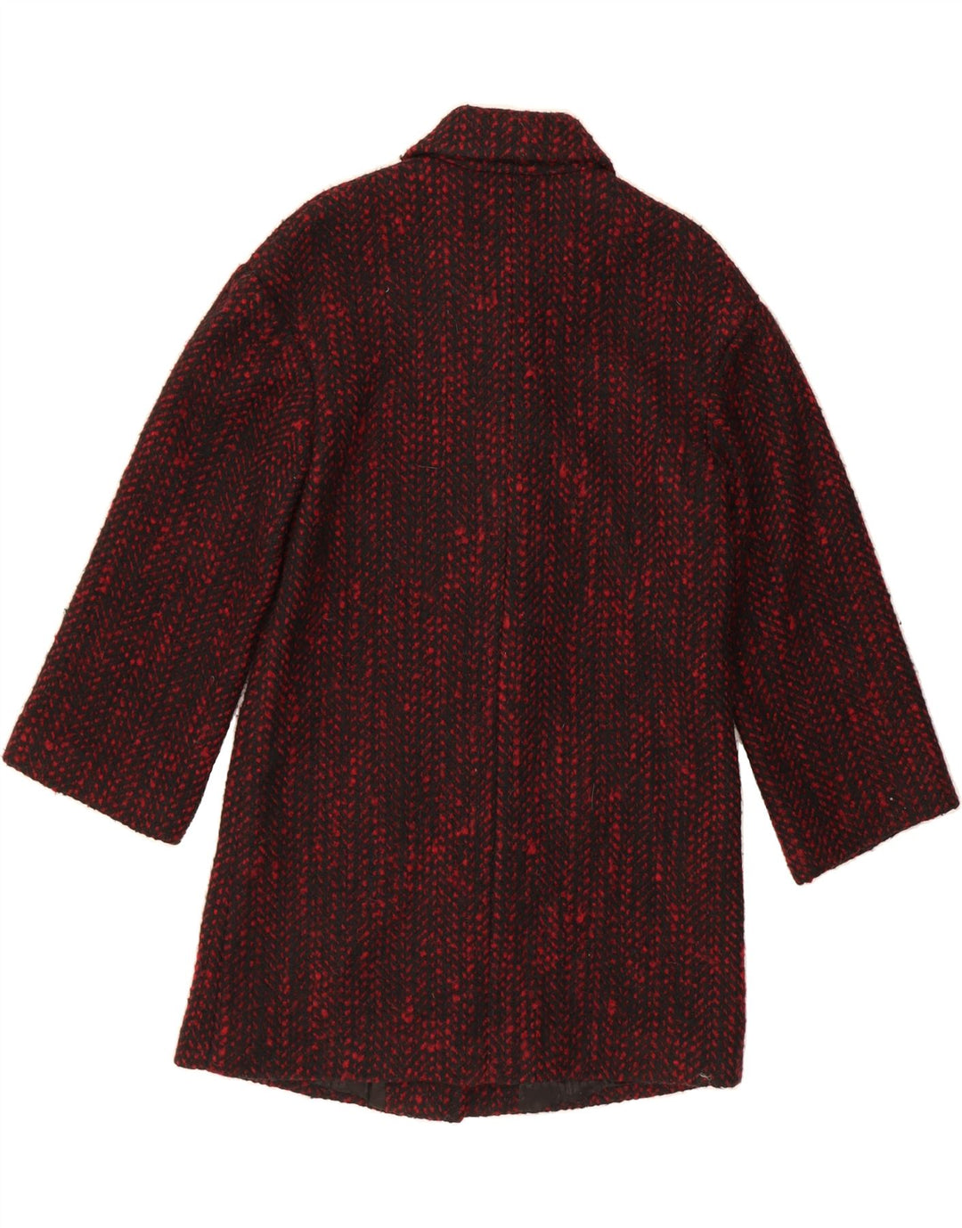 FORNARINA Womens Oversized Overcoat UK 10 Small Burgundy Herringbone Wool Vintage Fornarina and Second-Hand Fornarina from Messina Hembry 