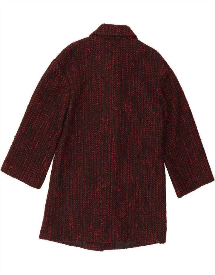 FORNARINA Womens Oversized Overcoat UK 10 Small Burgundy Herringbone Wool Vintage Fornarina and Second-Hand Fornarina from Messina Hembry 