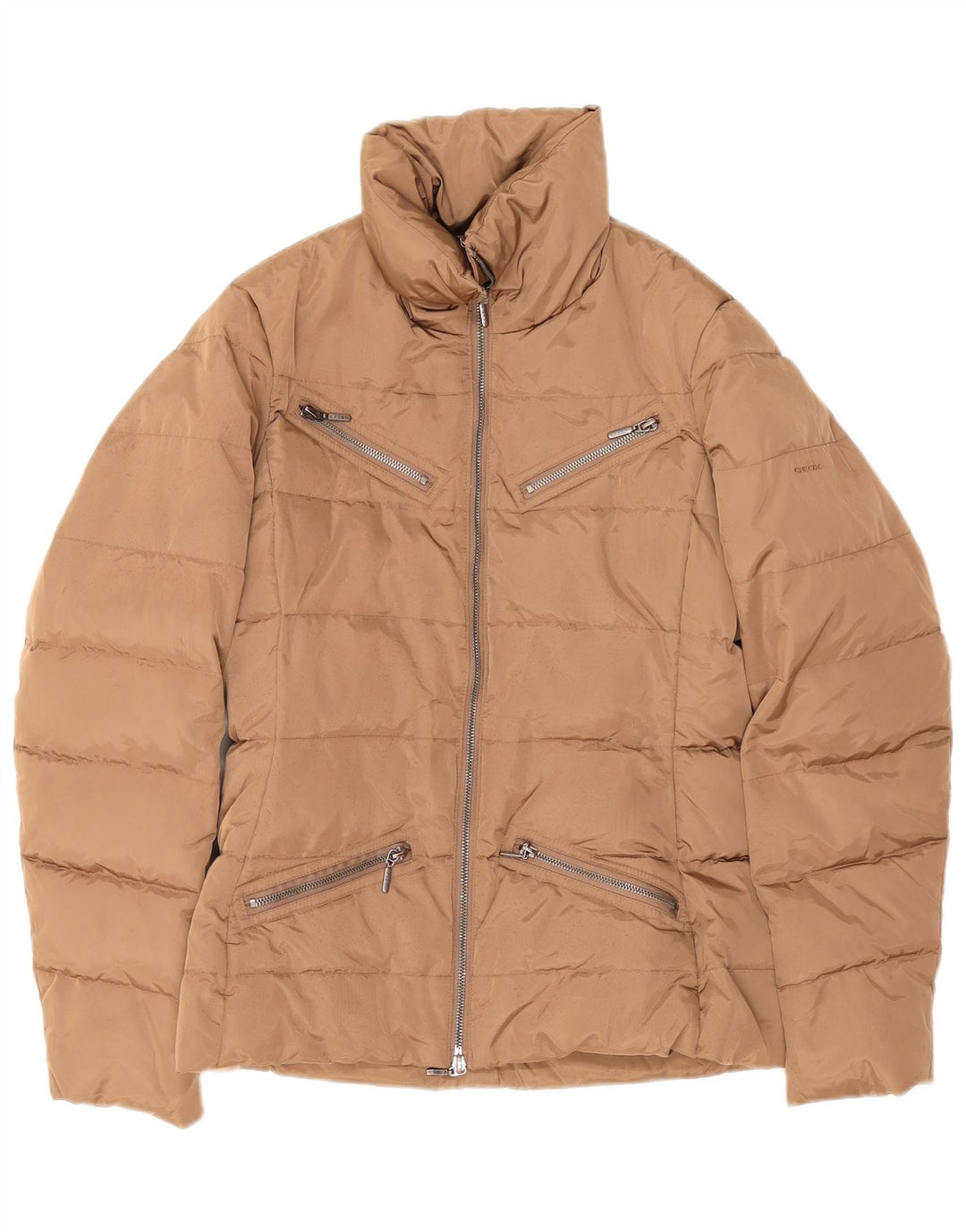 Geox Womens Respira Oversized Padded Jacket UK 8 Small Beige Polyester