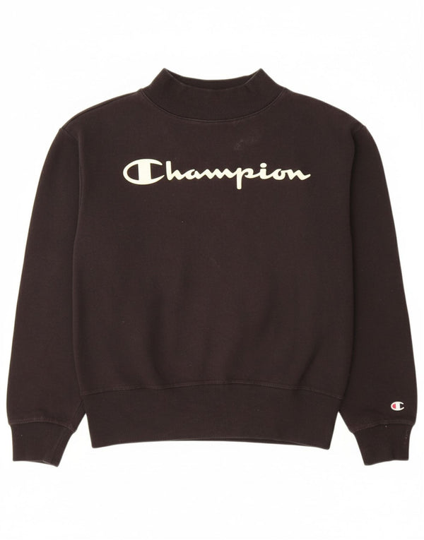 CHAMPION Girls Graphic Sweatshirt Jumper 11-12 Years Large  Black Cotton