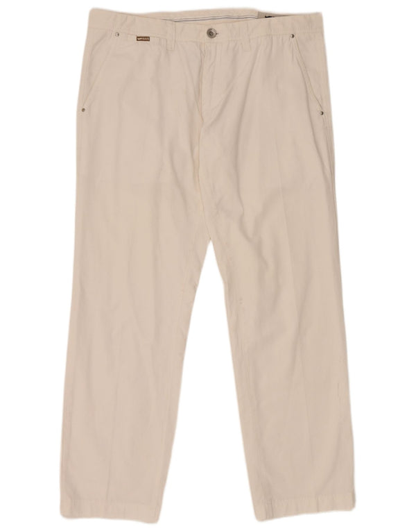 Gas Mens Straight Chino Trousers W36 L29 White Cotton
