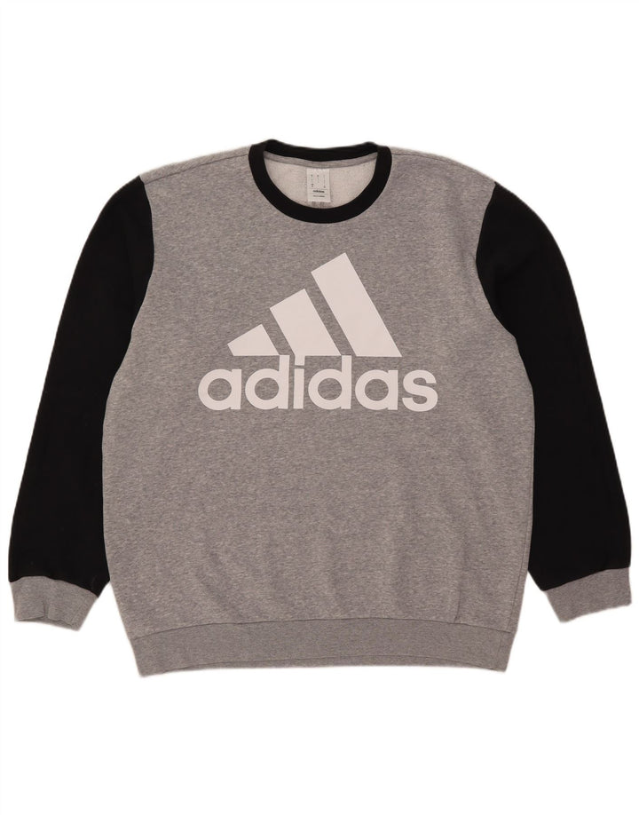 Adidas Mens Graphic Sweatshirt Jumper Large Grey Colourblock