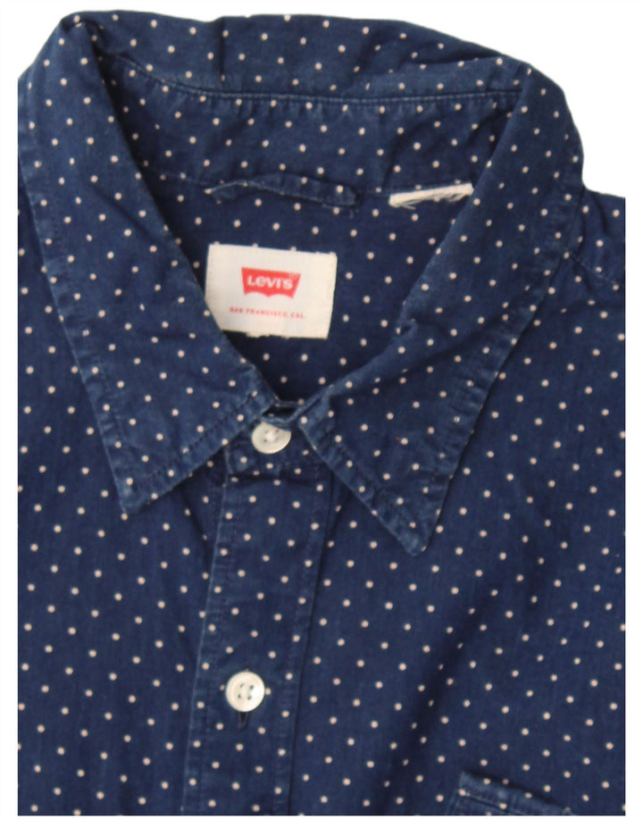 Levi's Mens Shirt Small Navy Blue Spotted