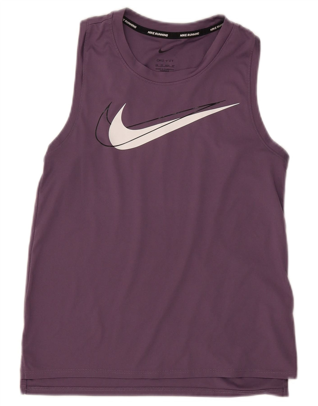 NIKE Womens Dri Fit Graphic Vest Top UK 6 XS Purple Polyester