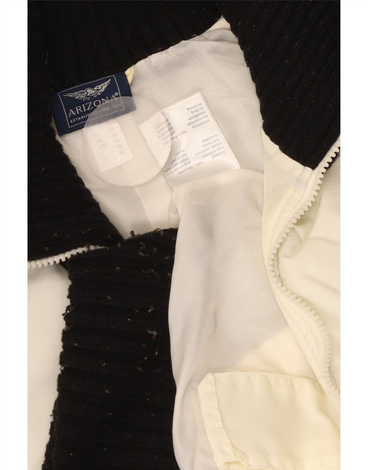 ARIZONA Womens Padded Jacket UK 14 Large Off White Colourblock Polyamide