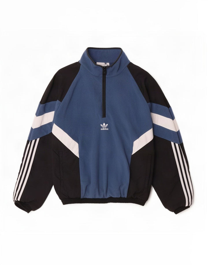 Adidas Mens Pullover Tracksuit Top Jacket Small Blue Colourblock Polyester