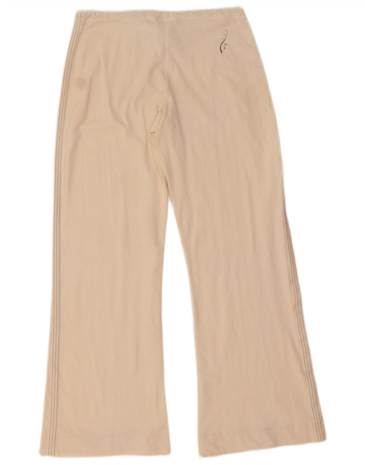 Champion Womens Flare Tracksuit Trousers UK 12 Medium  Off White Polyamide