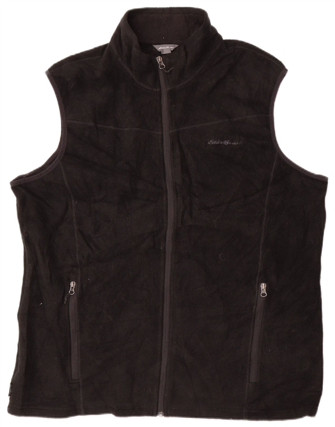 EDDIE BAUER Mens Tall Liner Fleece Gilet UK 42 XL Black Polyester