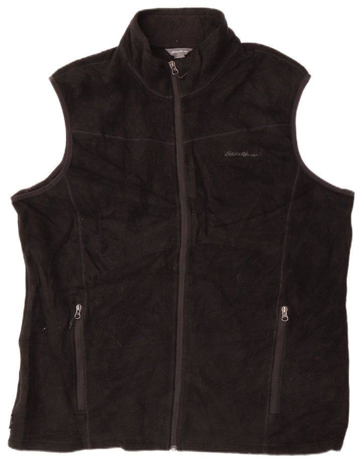 EDDIE BAUER Mens Tall Liner Fleece Gilet UK 42 XL Black Polyester