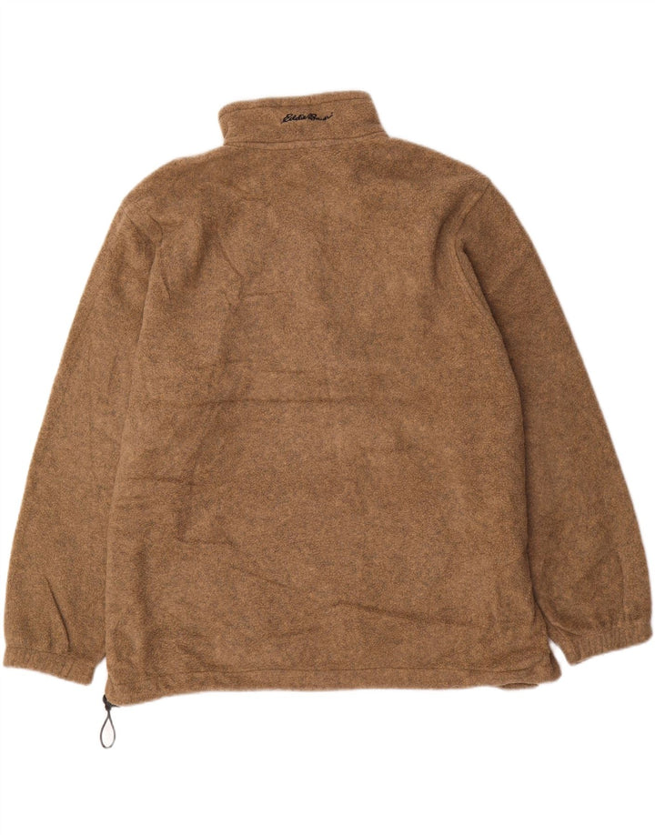 EDDIE BAUER Mens Zip Neck Fleece Jumper XL Brown Polyester