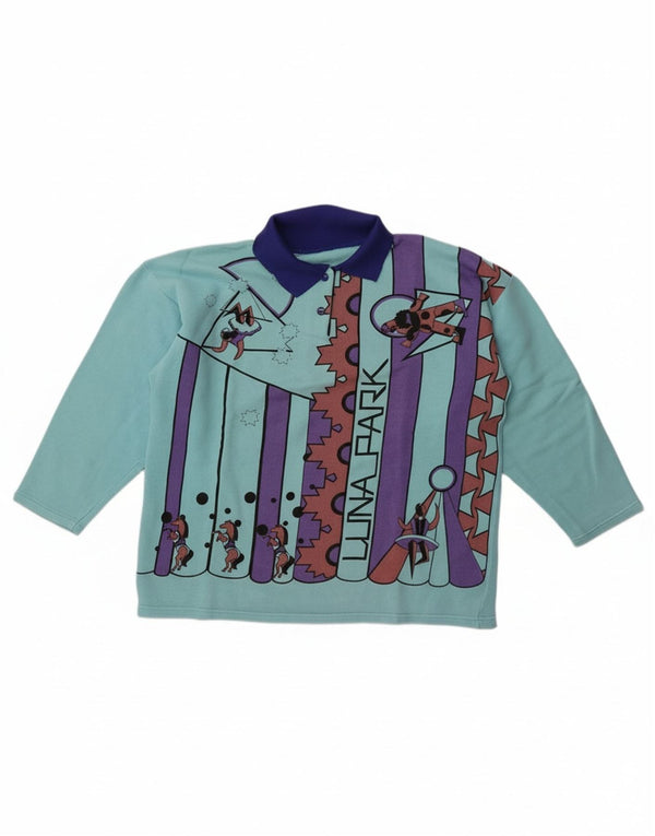 Vintage Womens Oversized 3/4 Sleeve Sweatshirt Jumper UK 14 Medium Blue