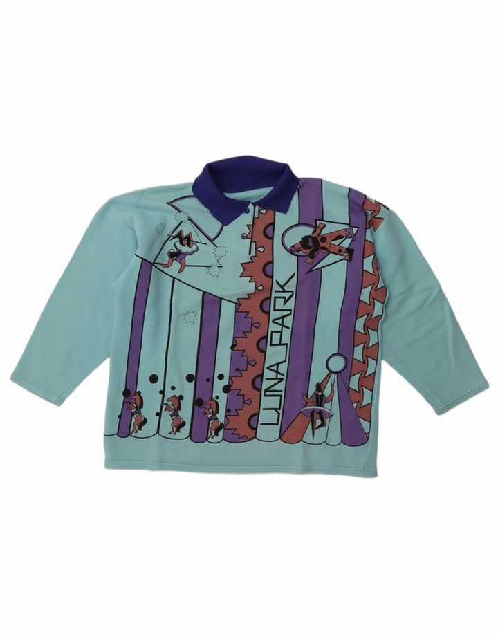 Vintage Womens Oversized 3/4 Sleeve Sweatshirt Jumper UK 14 Medium Blue