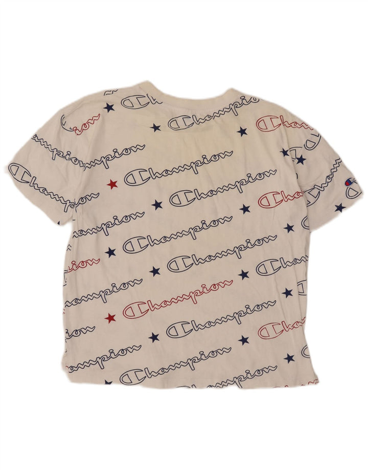 Champion Womens Oversized Graphic T-Shirt Top UK 10 Small White