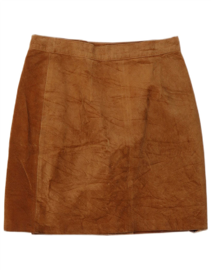 Vintage Womens Suede Wrap Skirt IT 44 Medium W28 Brown Leather