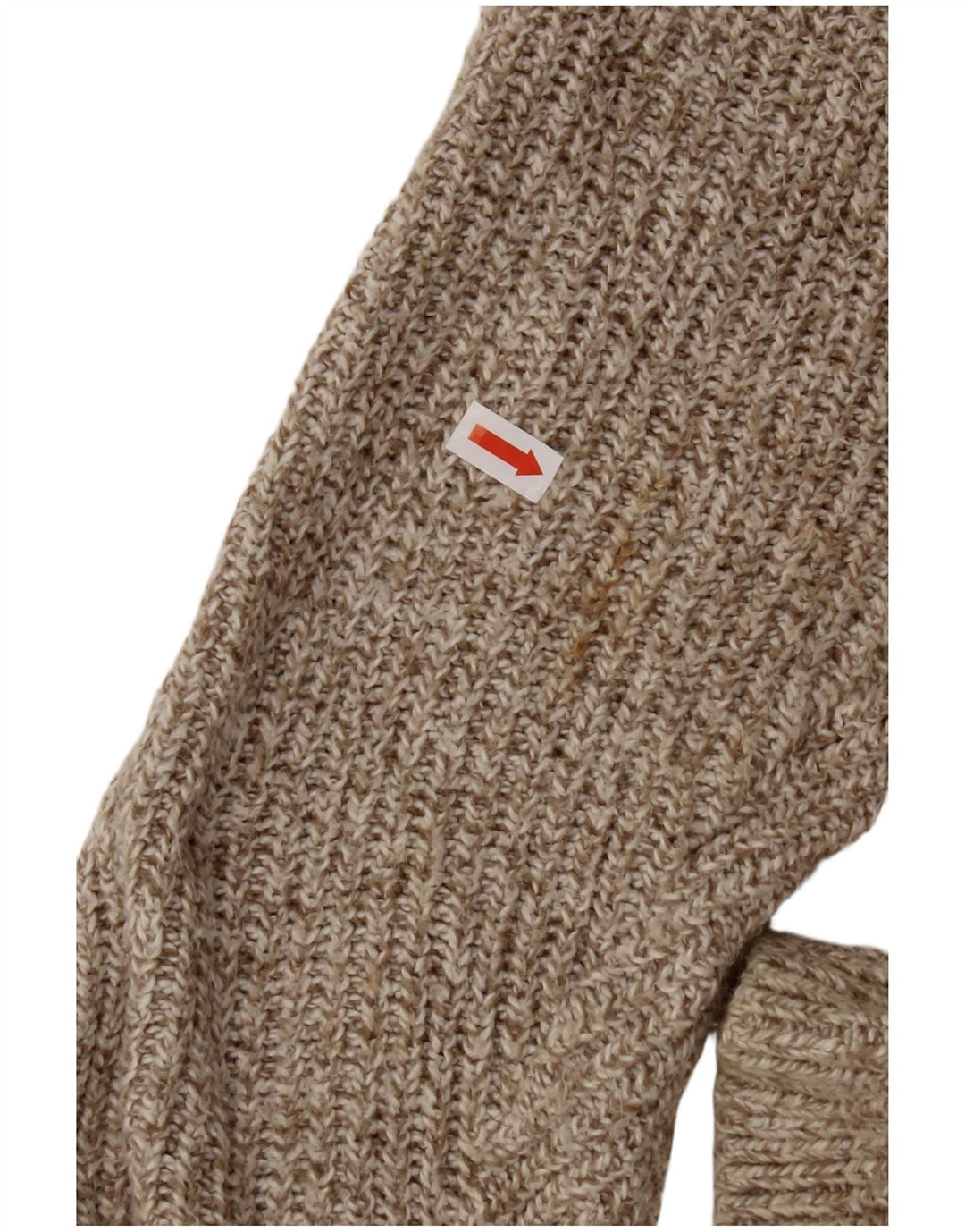 EDDIE BAUER Mens Oversized Button Neck Jumper Sweater XL Beige Flecked
