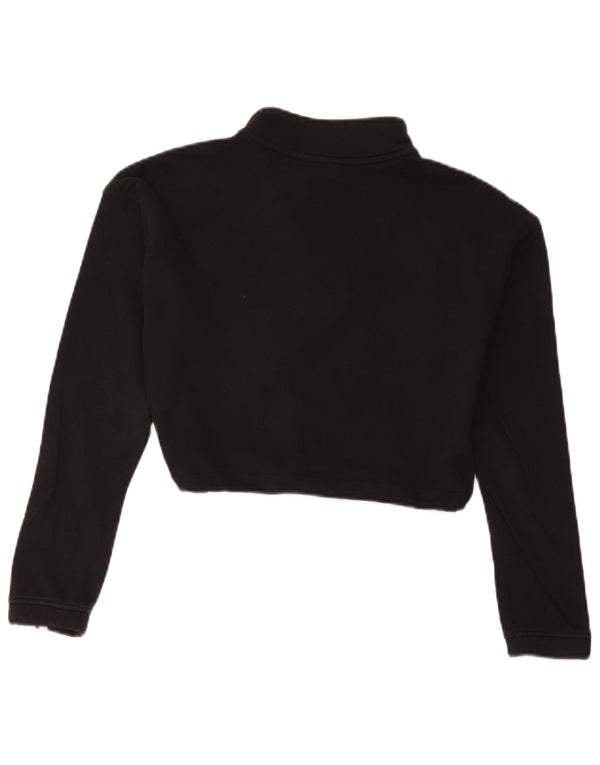 Adidas Womens Crop Zip Neck Sweatshirt Jumper UK 10 Small Black