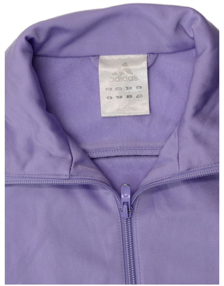 ADIDAS Womens Tracksuit Top Jacket UK 14 Medium Purple Polyester