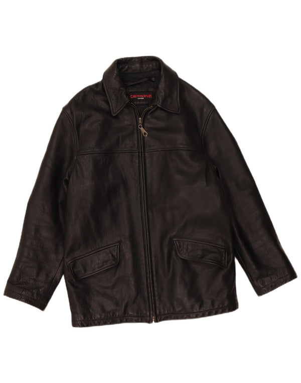 Chevignon Mens Leather Jacket UK 36 Small Black Leather