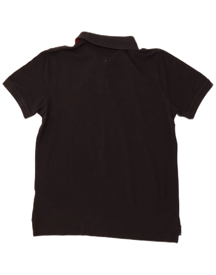 TOMMY HILFIGER Womens Slim Fit Polo Shirt Large Black Cotton