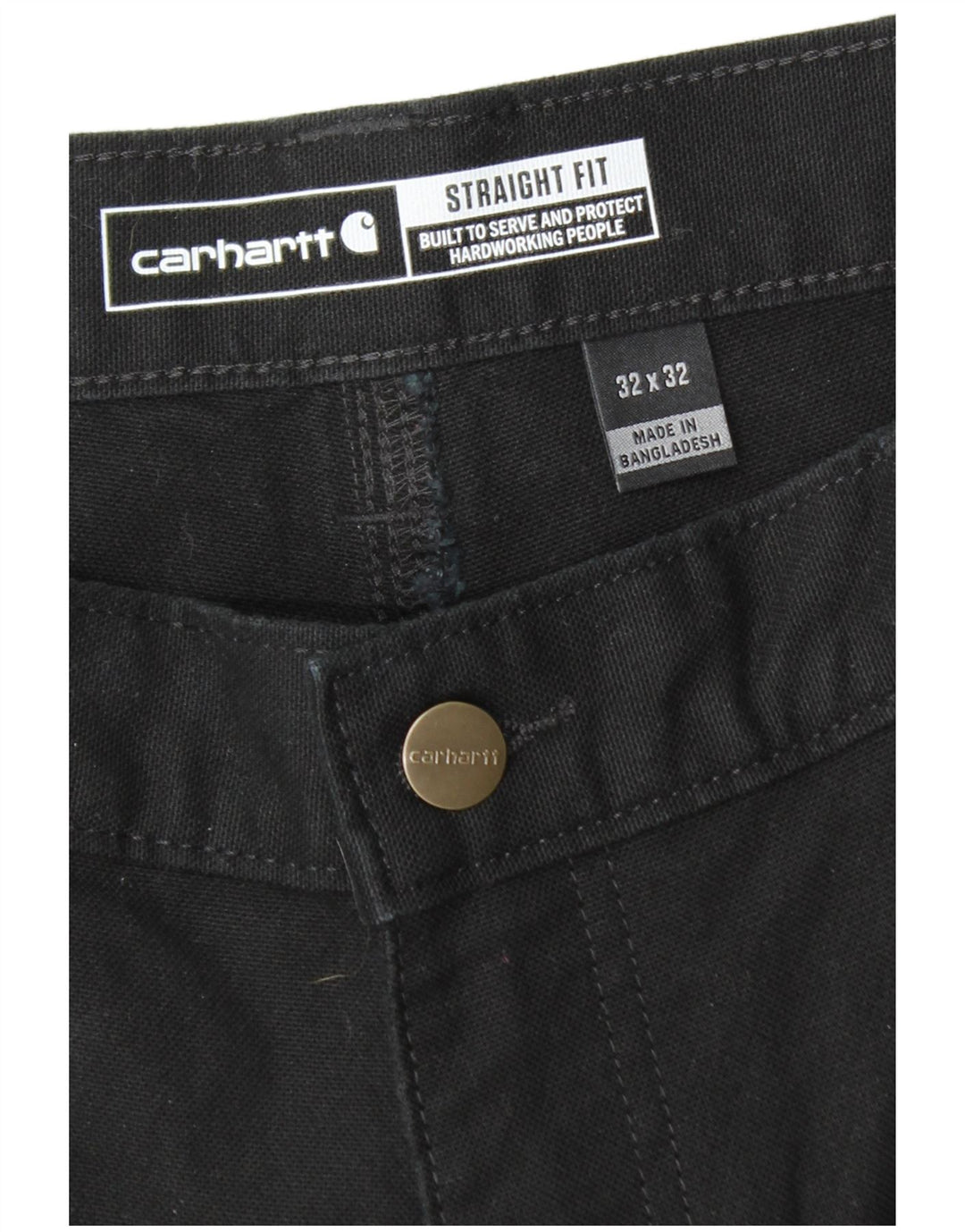 CARHARTT Mens Straight Cargo Trousers W32 L32  Black Cotton