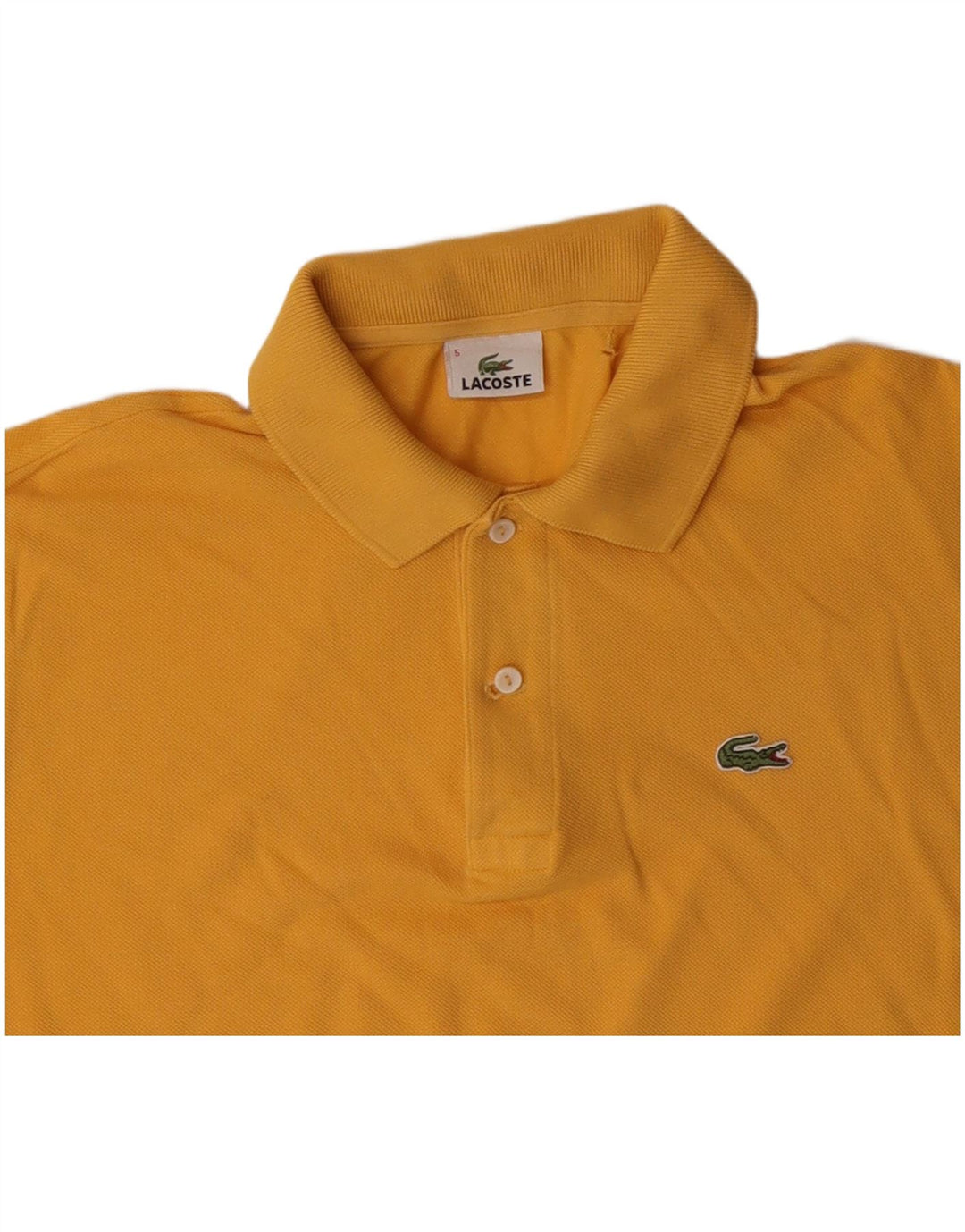 LACOSTE Mens Polo Shirt Size 5 Large Yellow Cotton