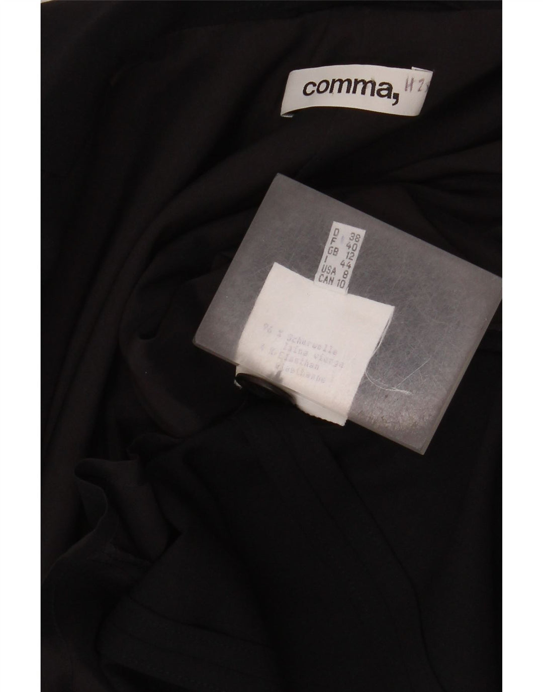 Comma, Womens 2 Button Blazer Jacket UK 12 Medium Black Virgin Wool