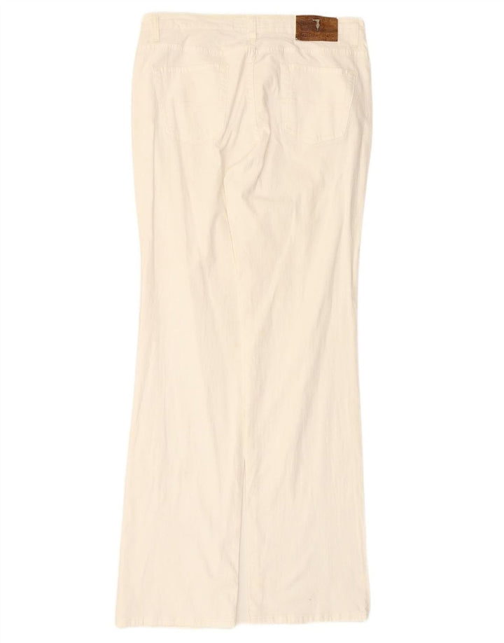 TRUSSARDI Mens Straight Casual Trousers IT 47 Small W31 L33 White Cotton