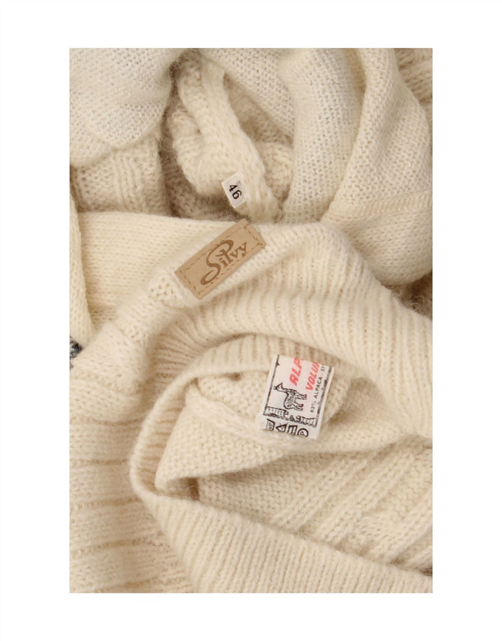 Silvy Womens Hooded Button Neck Jumper Sweater IT 46 Large White