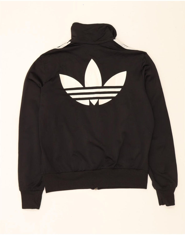 ADIDAS Womens Graphic Tracksuit Top Jacket UK 14 Medium Black Polyester Vintage Adidas and Second-Hand Adidas from Messina Hembry 