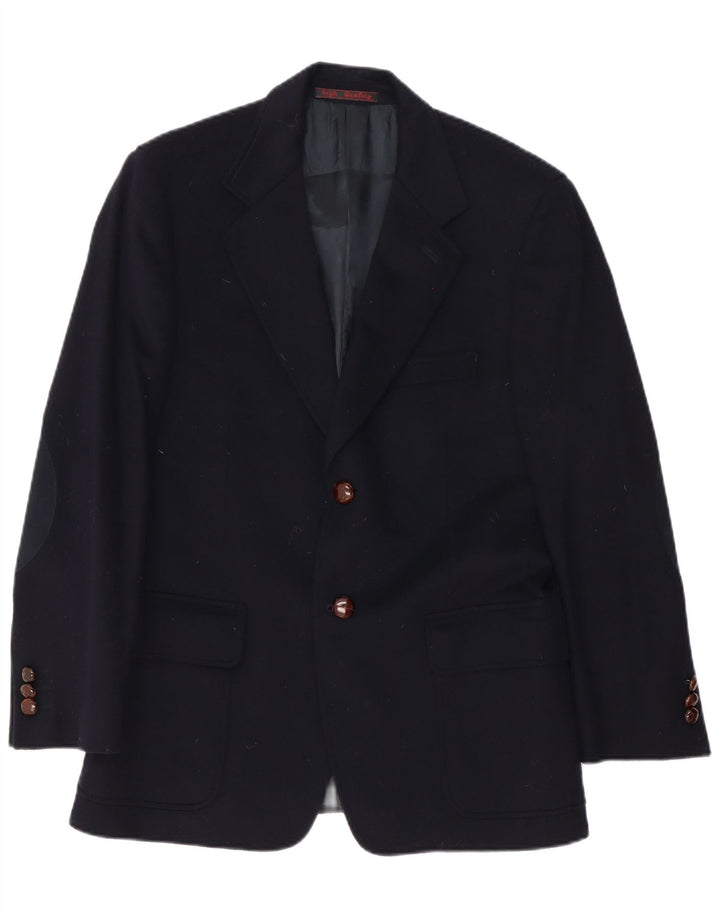 Vintage Mens 2 Button Blazer Jacket IT 48 Medium Navy Blue Virgin Wool