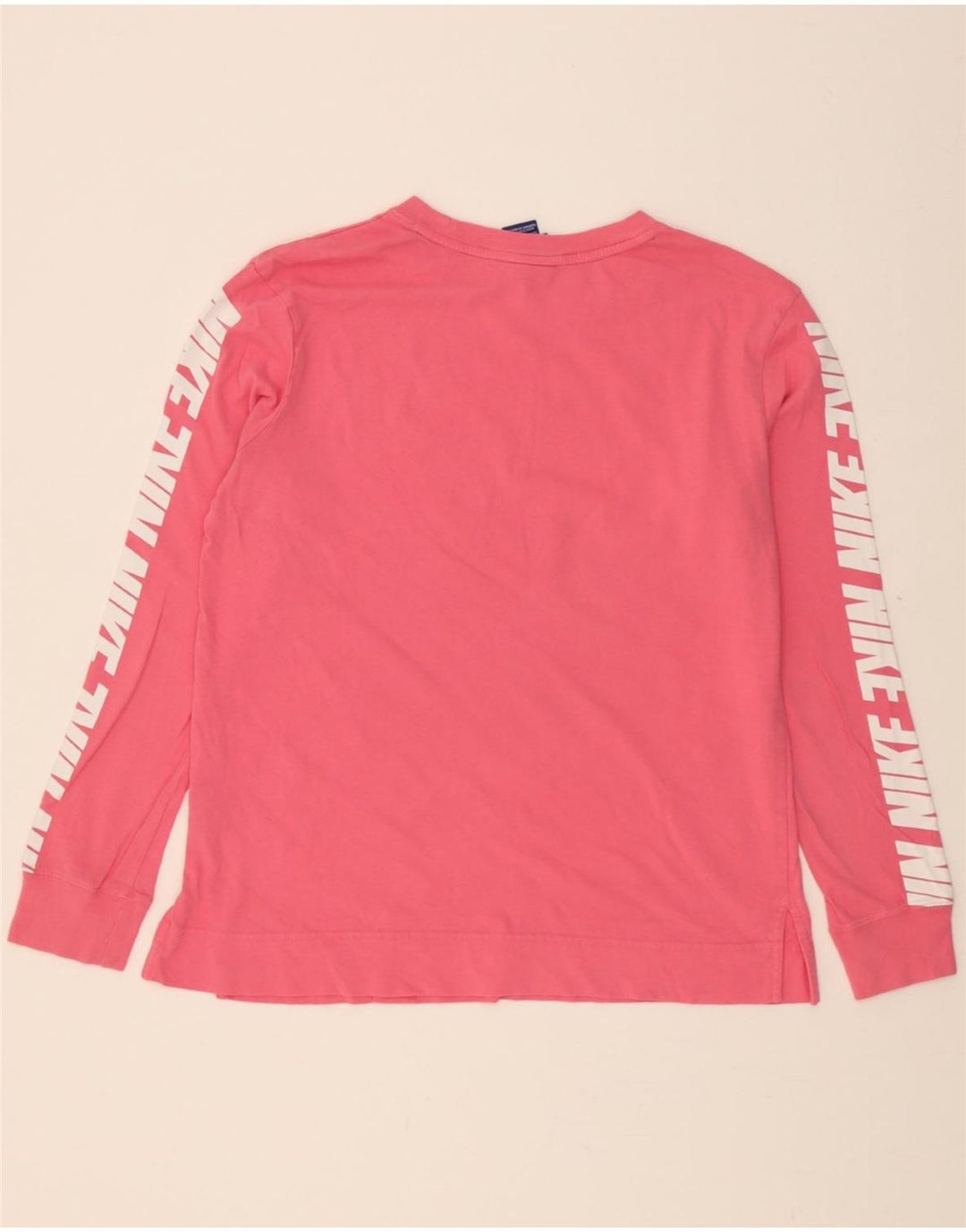 NIKE Womens Graphic Top Long Sleeve UK 14 Medium Pink Cotton Vintage Nike and Second-Hand Nike from Messina Hembry 