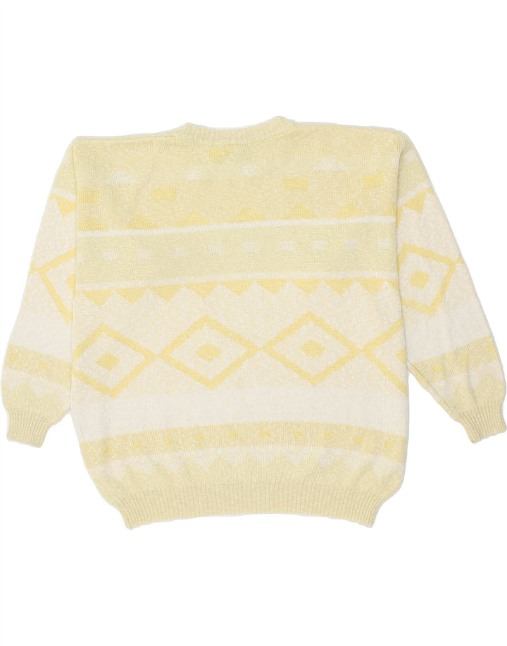 VINTAGE Womens Crew Neck Jumper Sweater EU 40 Medium Yellow Argyle/Diamond Vintage Vintage and Second-Hand Vintage from Messina Hembry 