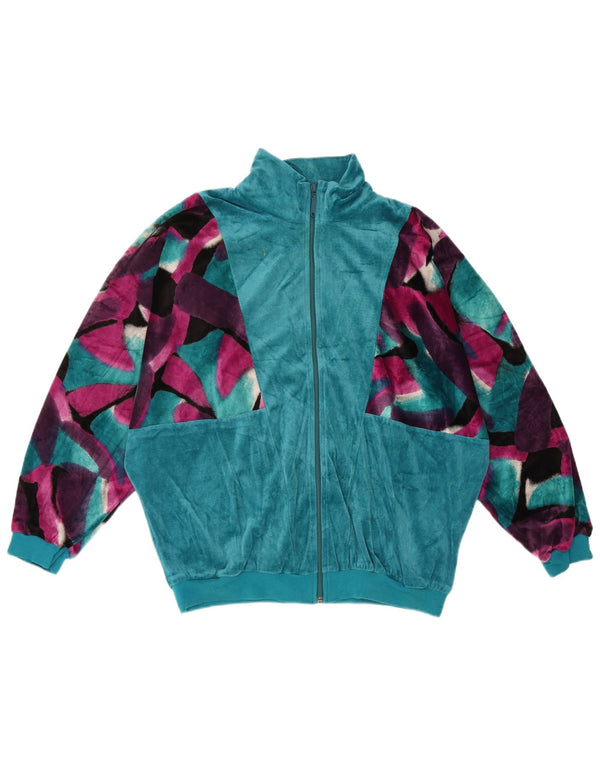 Schneider Womens Velour Tracksuit Top Jacket IT 44 Medium Blue Geometric