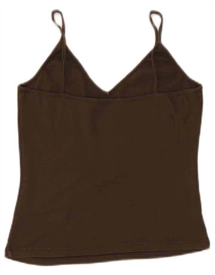 BENETTON Womens Crop Cami Top UK 4 XS Khaki