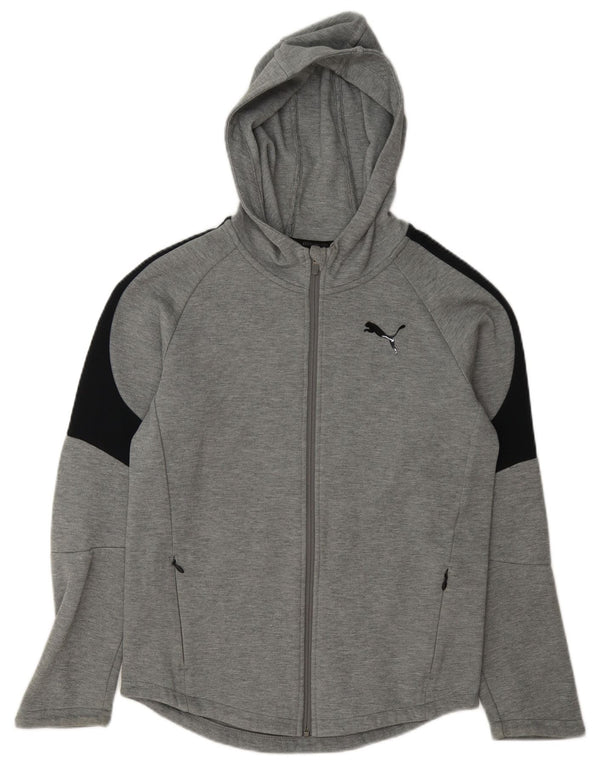 Puma Boys Zip Hoodie Sweater 13-14 Years Grey Colourblock Cotton