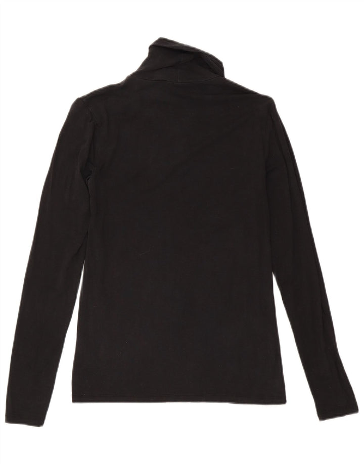 Massimo Dutti Womens Top Long Sleeve UK 8 Small Black Lyocell