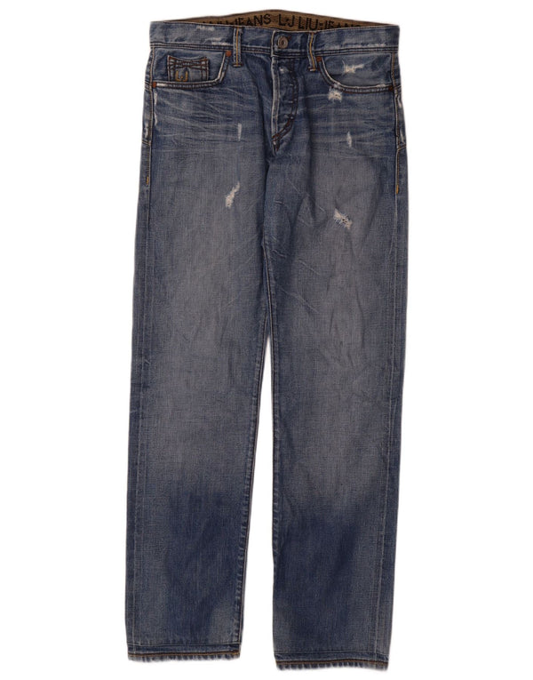Liu Jo Mens Distressed Straight Jeans W32 L34 Blue Cotton