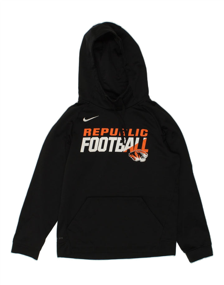 NIKE Mens Graphic Hoodie Jumper Small Black Polyester Vintage Nike and Second-Hand Nike from Messina Hembry 