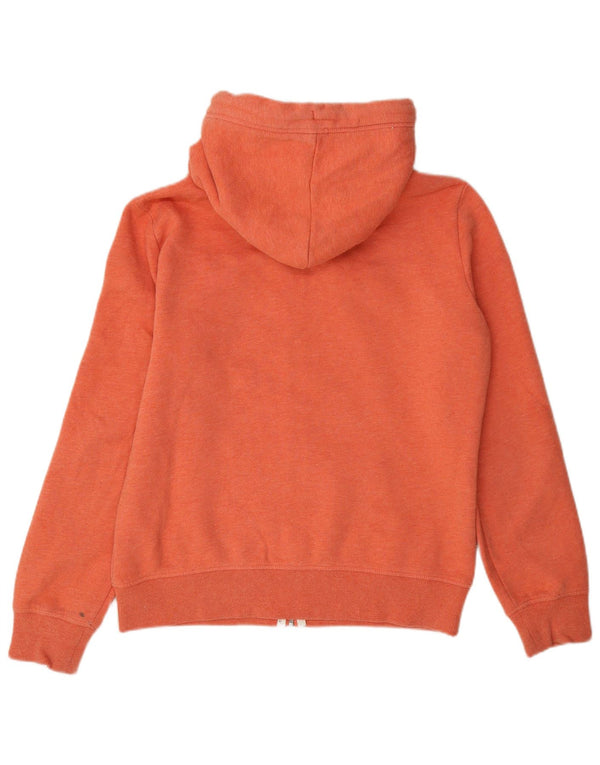 Superdry Womens Oversized Zip Hoodie Sweater UK 12 Medium Orange Cotton