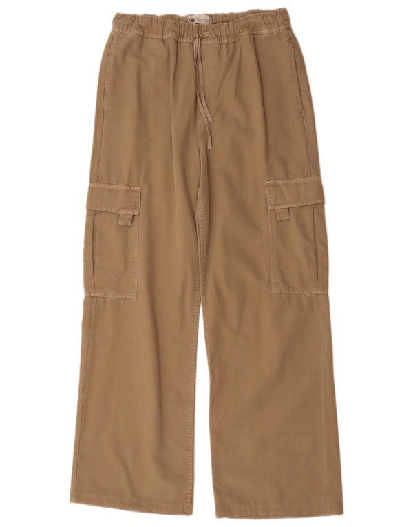 Zara Womens Loose Fit Cargo Trousers EU 36 XS W26 L28 Beige