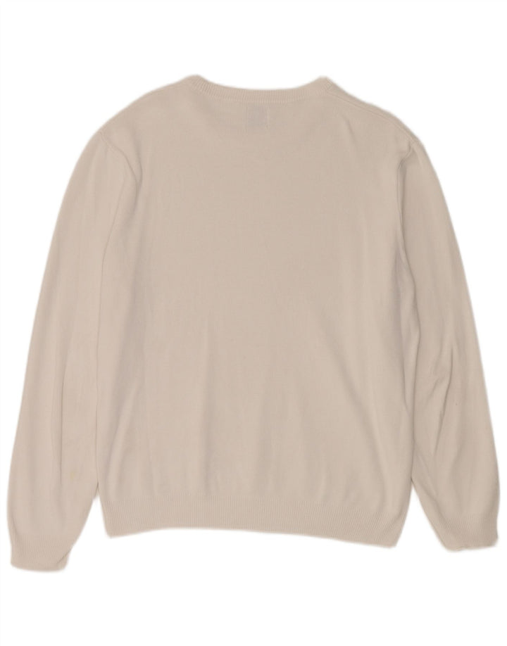 Zara Mens Crew Neck Jumper Sweater Large White