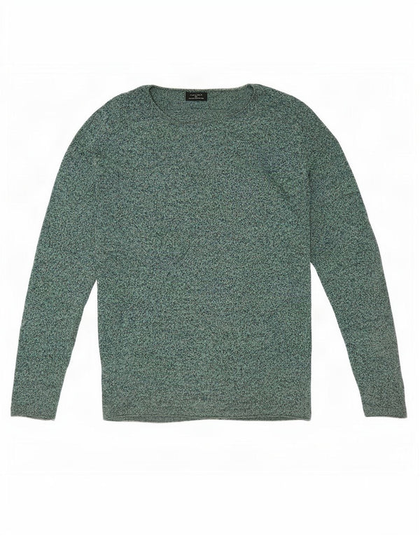 Zara Mens Boat Neck Jumper Sweater Large Green Flecked
