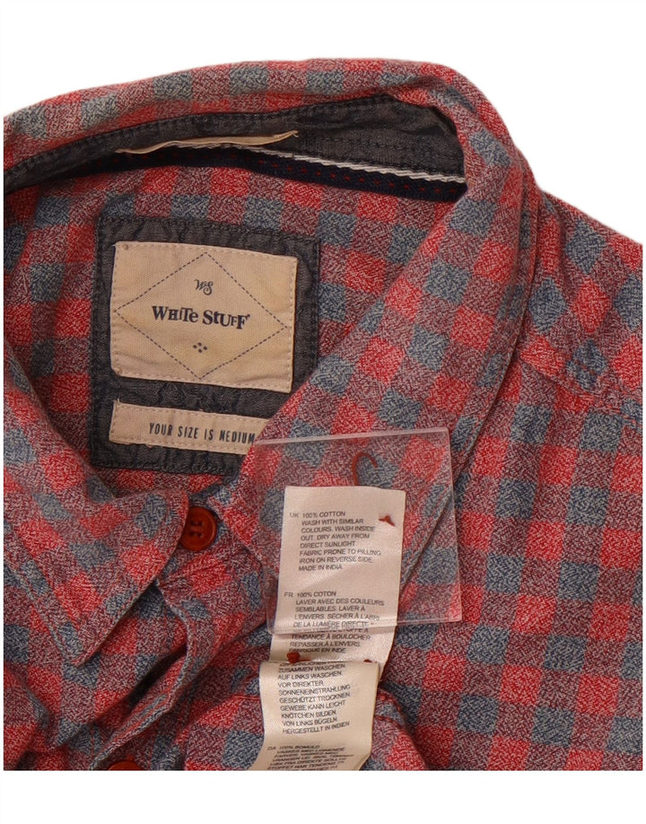 White Stuff Mens Flannel Shirt Medium Red Gingham Cotton