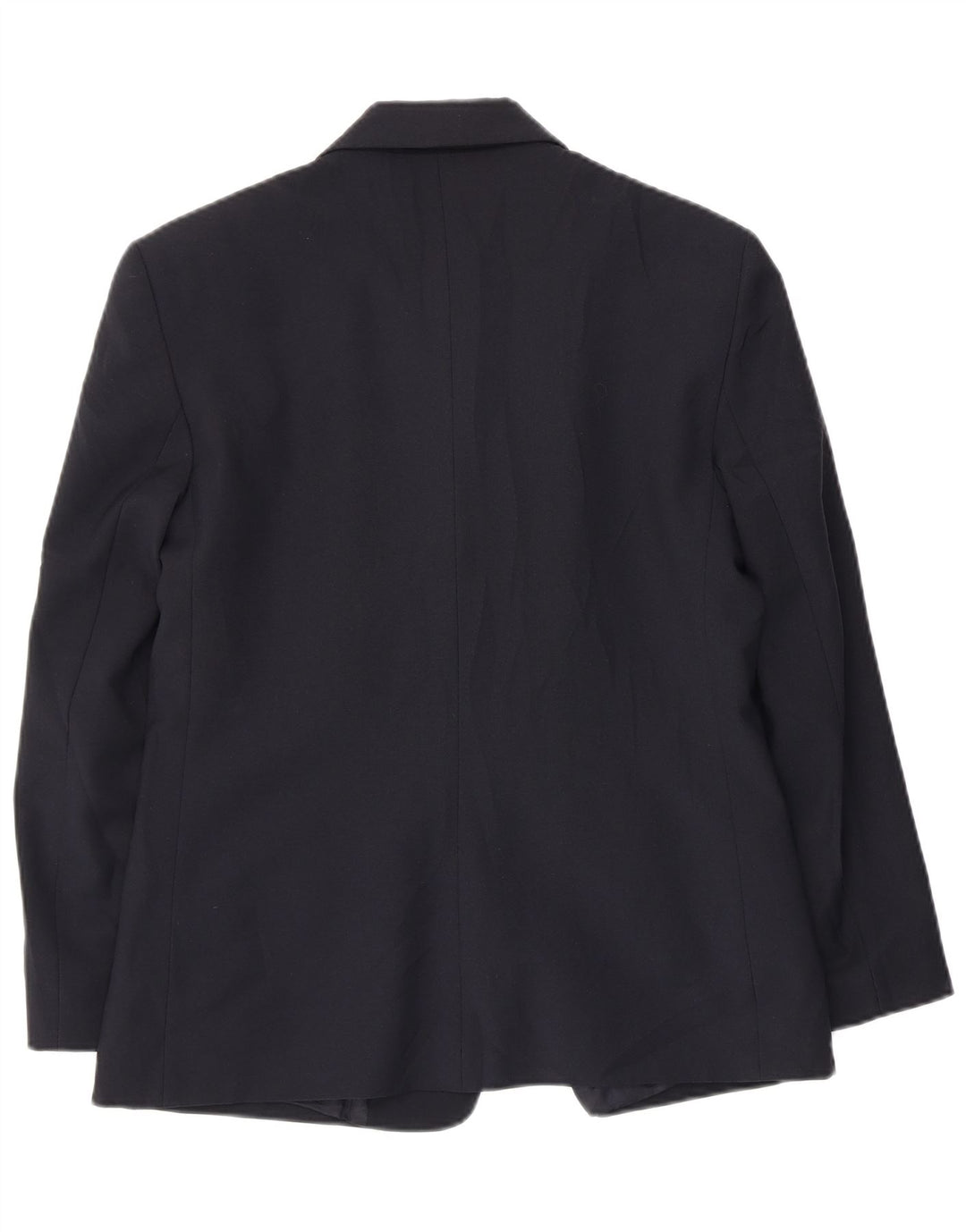 Benetton Womens 3 Button Blazer Jacket IT 46 Large Navy Blue Polyester