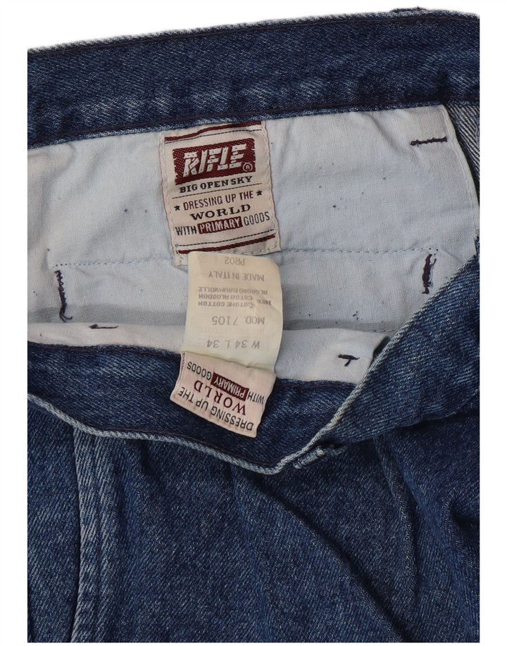 RIFLE Mens Straight Jeans W34 L34 Blue Cotton