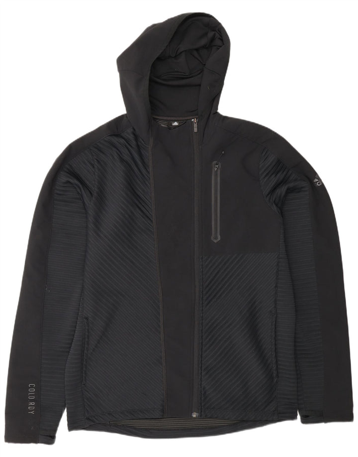 Adidas Mens Hooded Tracksuit Top Jacket Large Black Polyester
