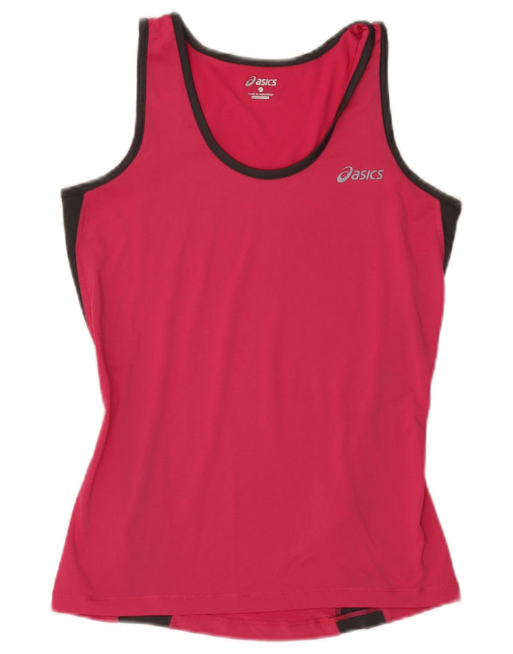 ASICS Womens Vest Top UK 10 Small Pink Colourblock Polyester