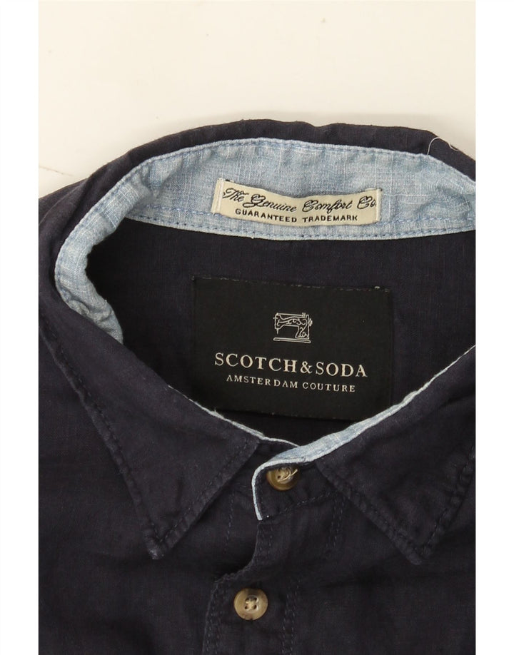 Scotch & Soda Mens Amsterdam Couture Shirt Medium Navy Blue