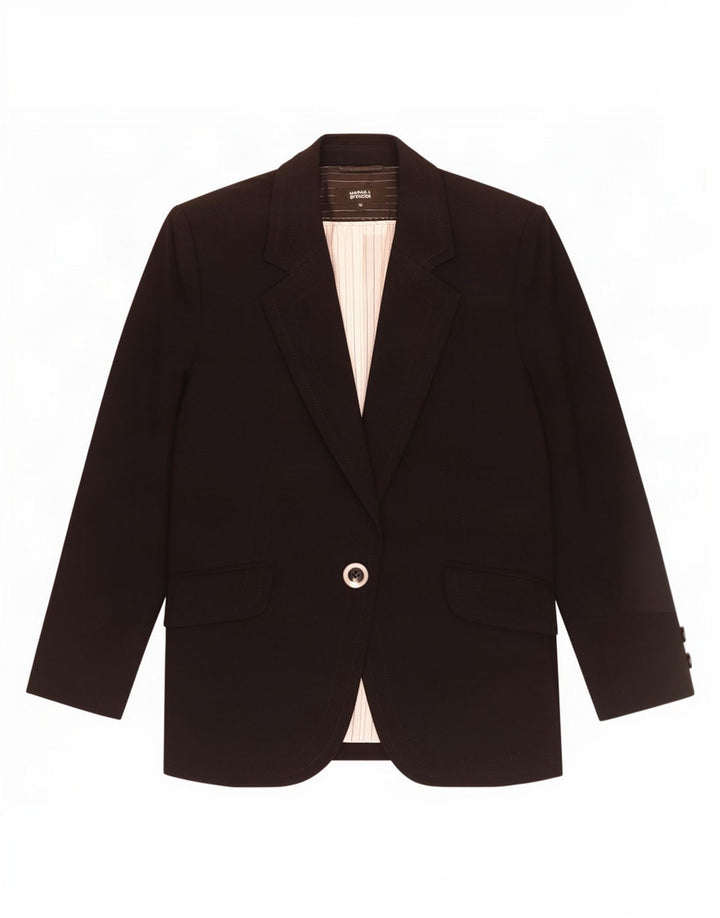 Marks & Spencer Womens 1 Button Blazer Jacket UK 12 Medium Black Polyester