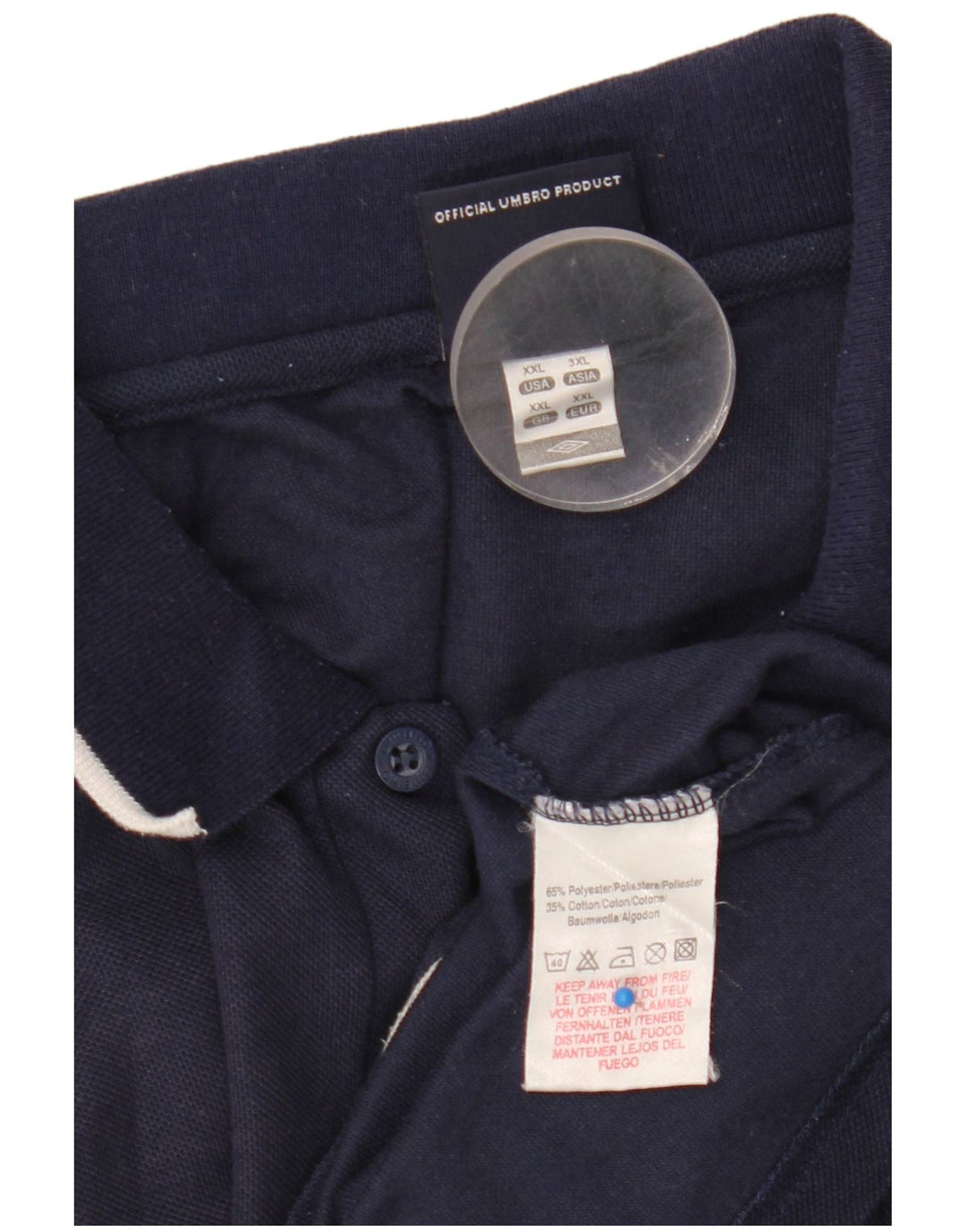 Umbro Mens Polo Shirt 2XL Navy Blue Polyester